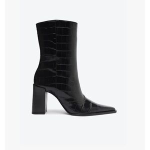 NEW - SCHUTZ - RAFFAELLA - Black Croc Leather Bootie - Boots - 8.5 M $278